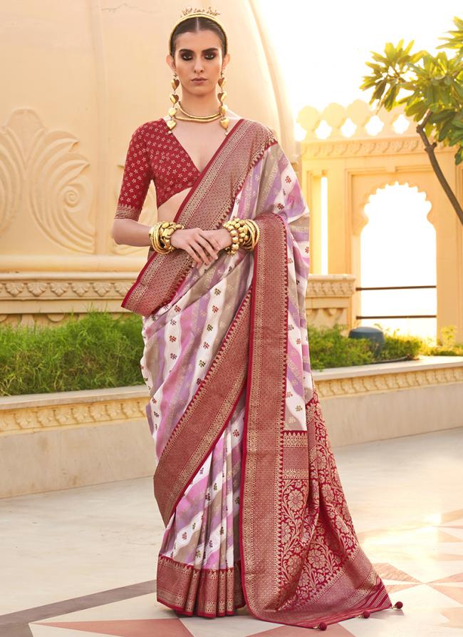 Silk Red  Casual Wear Printed Saree